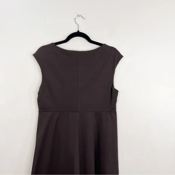 Weekend Max Mara quiet luxury brown jersey knit v neck high low hem midi dress - Picture 7 of 12